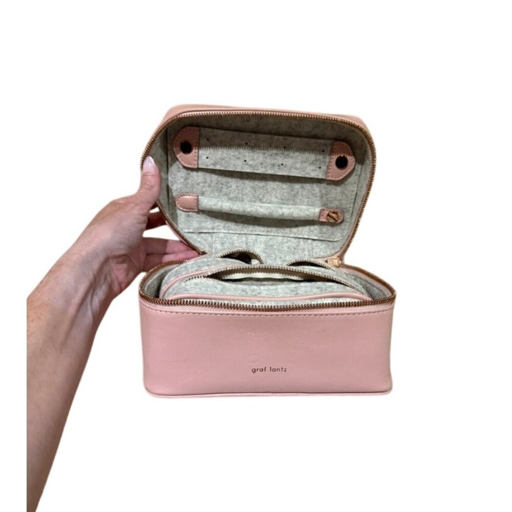 Graf Lantz Pink Leather Jewelry Case with Removable Wool Felt Pouches - NWOT